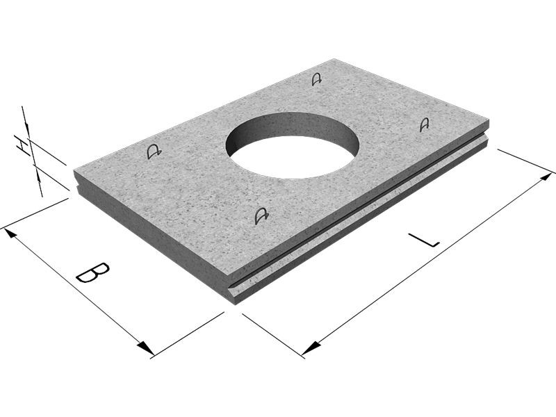 Плита перекрытия каналов и камер ВП-37-12 центральное отверстие - фото - 1
